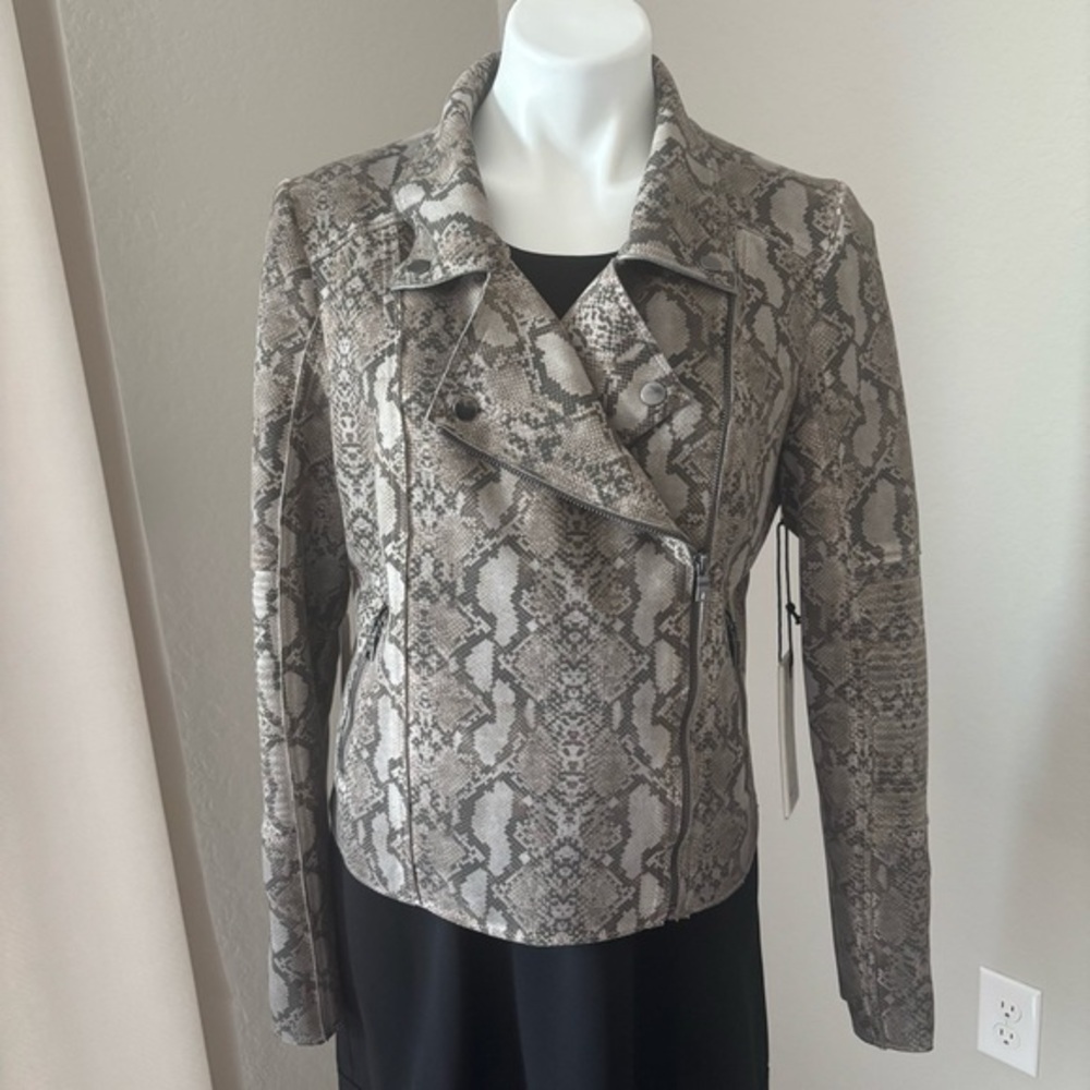 Evereve Marrakech Mazzy Moto‎ Jacket Snake Python Snakeskin Stretch Women Lg NWT